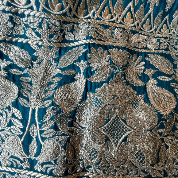 Teal and Gold Embroidered Jacket - Picture 11 of 11